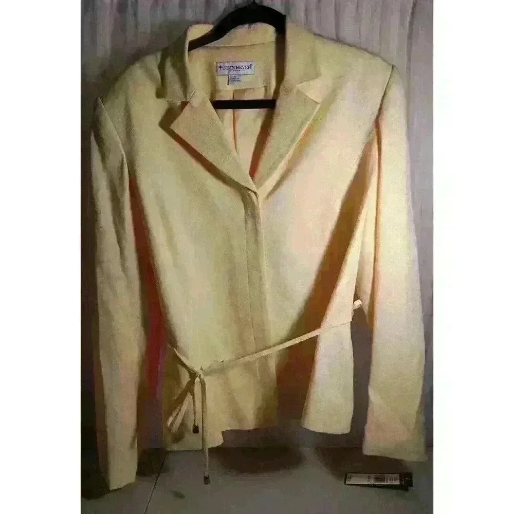 john meyer womens suits Lemon Yellow NWT Size 16 Skirt And Jacket Set Floral Inl - Picture 1 of 11